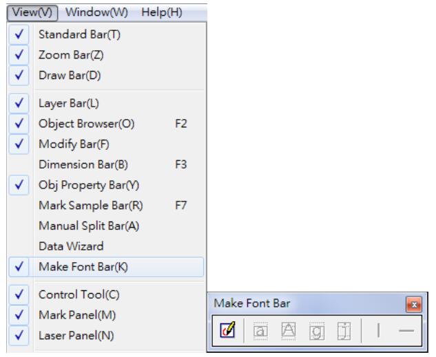 Make Font Bar from View Manu